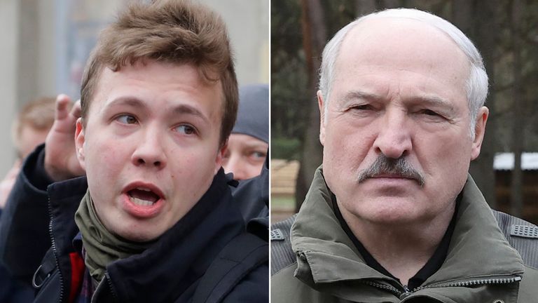 Roman Protasevich and Alexander Lukashenko. Pics: AP