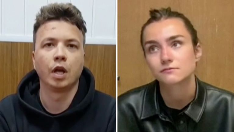 Gazeteci Roman Protasevich ve kız arkadaşı Sofia Sapega, gözaltı videolarında yer aldı