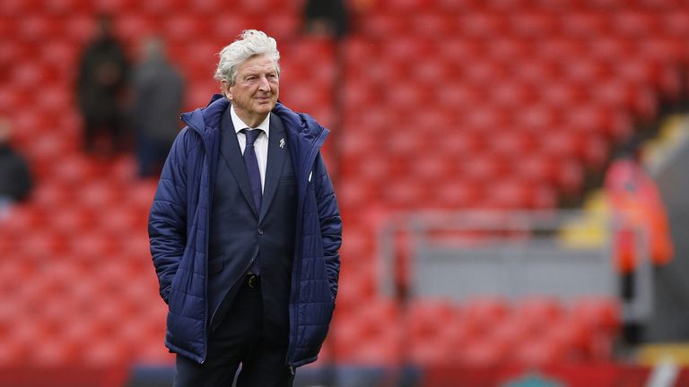 Crystal Palace manager Roy Hodgson before the Premier League match at Anfield, Liverpool. Picture date: Sunday May 23, 2021.