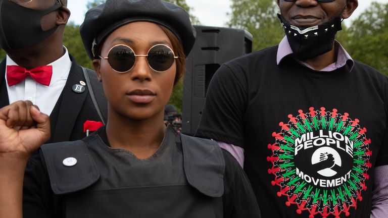 Black Lives Matter activist Sasha Johnson at a demonstration in London. Pic: Thabo Jaiyesimi/SOPA Images/Shutterstock