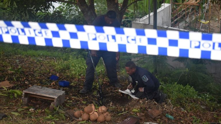 A man has been killed and three people injured after a World War II shell detonated in the Solomon Islands. Pic: Solomon Islands Police