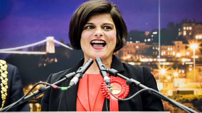 Labour MP Thangam Debbonaire gives a winners speech after the results in the Bristol West General Election 2015. PRESS ASSOCIATION Photo. Picture date: Friday May, 8, 2015. Photo credit should read: Ben Birchall/PA Wire