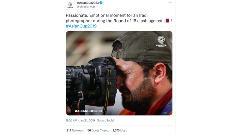 The photo was shared in 2019 on the Asian Cup football tournament&#39;s Twitter page.