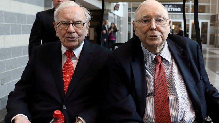 Berkshire Hathaway Chairman Warren Buffett (left) and Vice Chairman Charlie Munger are seen at the annual Berkshire shareholder shopping day in Omaha, Nebraska, U.S., May 3, 2019