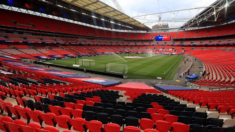 File photo dated 29-06-2020 of General view of the empty Wembley Stadium. Issue date: Saturday May 8, 2021.