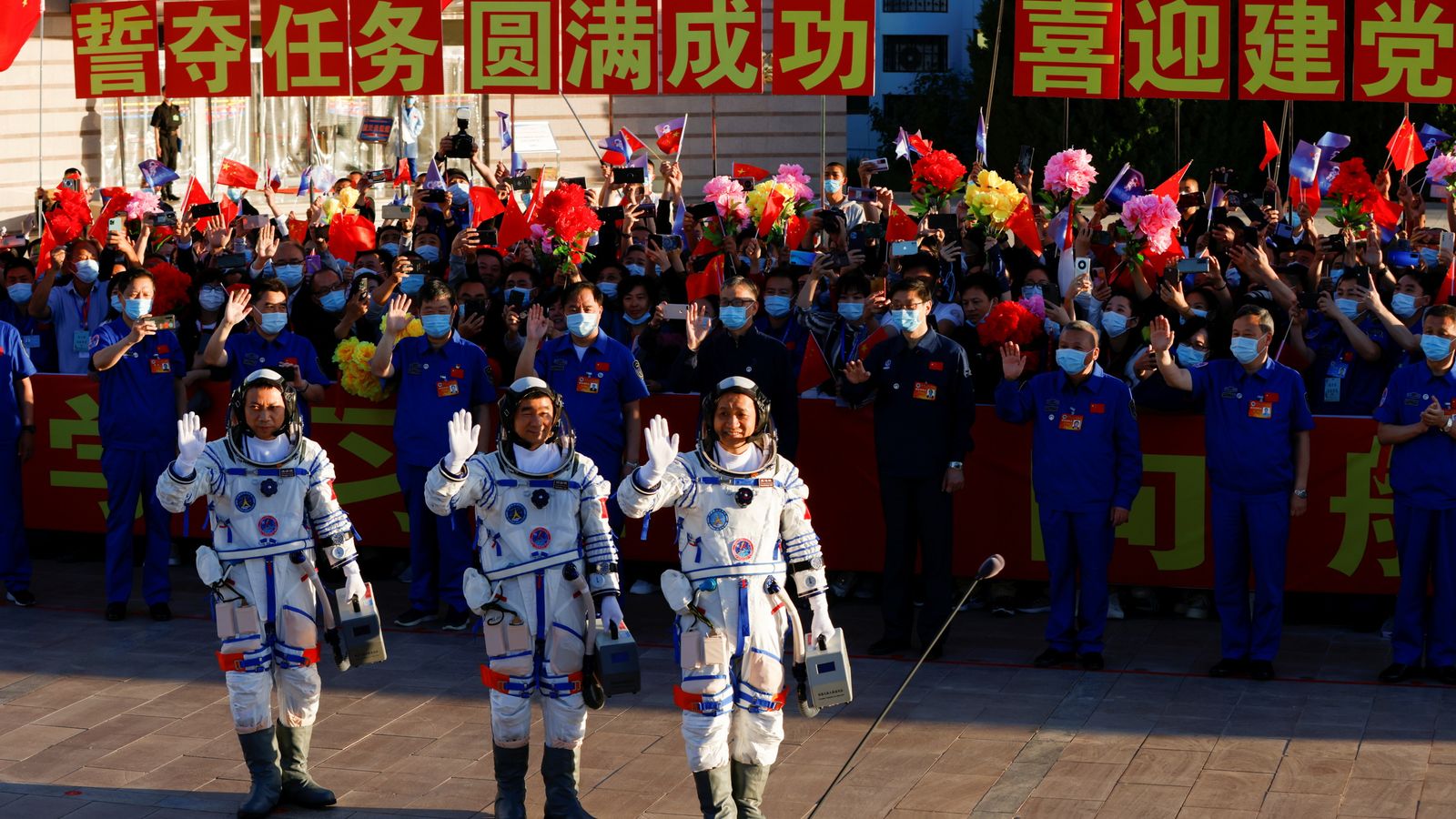 China sends three astronauts to new space station in first crewed ...