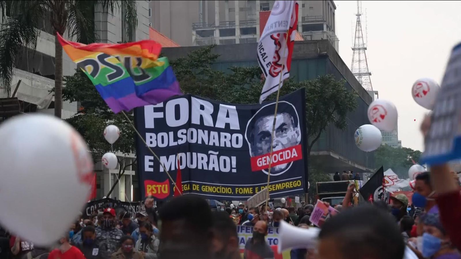 Anti-Bolsonaro Protests Grip Brazil | World News | Sky News