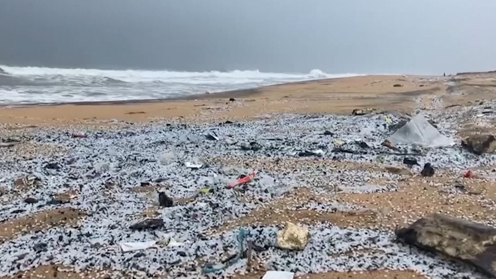 Sri Lanka cargo ship fire Plastic beads wash up on beaches World