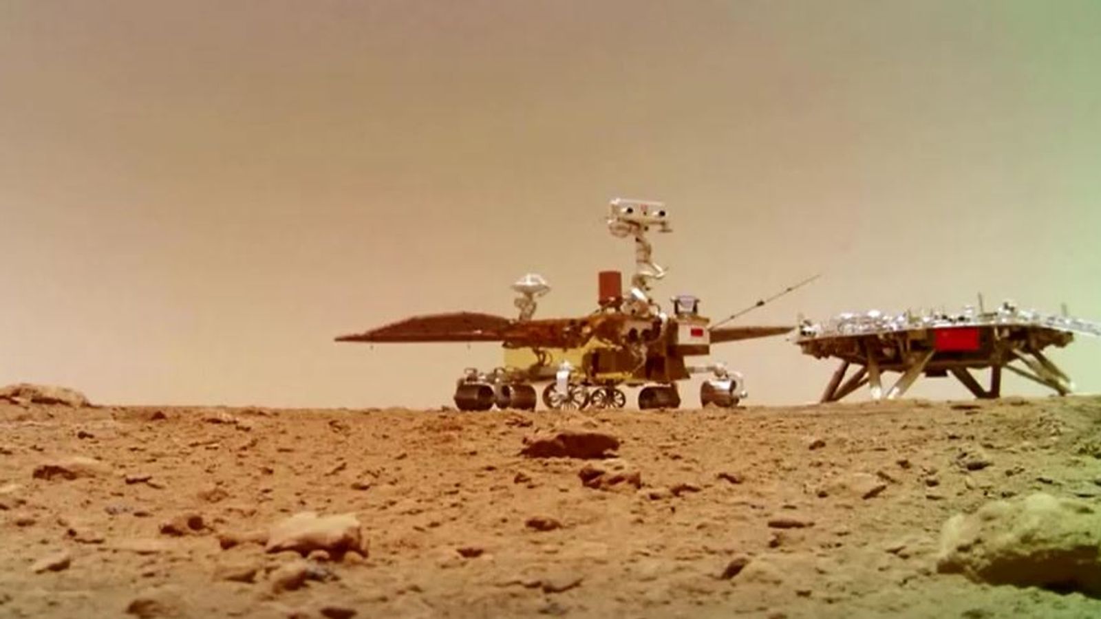The China National Space Administration (CNSA) released a series of audio files that were the first recorded by the country's Mars rover Zhurong. The 