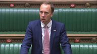 Health Secretary Matt Hancock speaks in the House of Commons