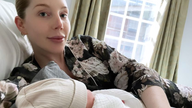 Katherine Ryan has shared a picture of her newborn baby on Instagram, just two weeks after confirming her pregnancy. Pic: @kathbum