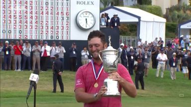 Rahm presented with US Open trophy