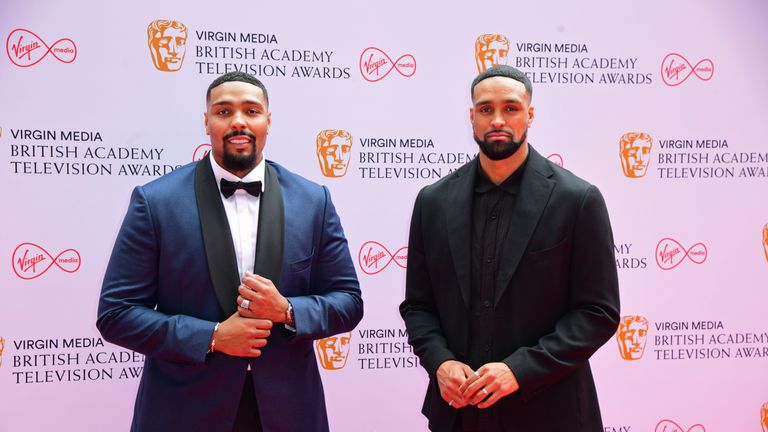 Jordan (left) and Ashley Banjo arrive for the Virgin Media BAFTA TV awards at the TV Centre, Wood Lane, London. Picture date: Sunday June 6, 2021.