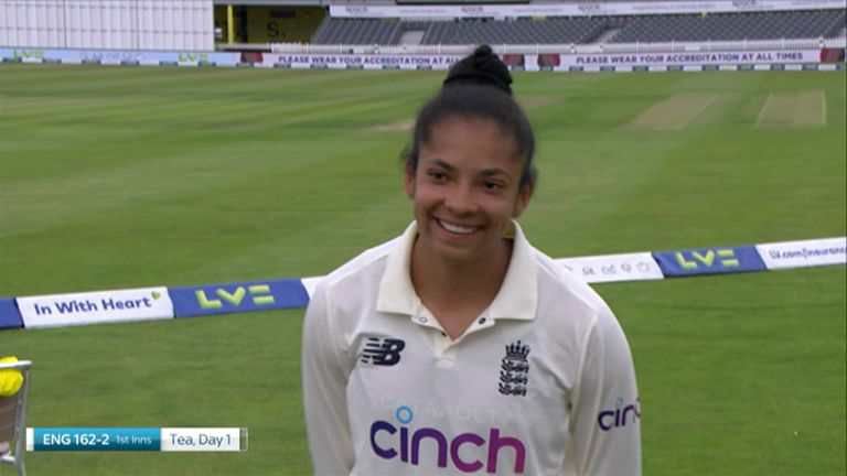Sophia Dunkley could not hide her delight at being called up for her first England Test match against India at Bristol