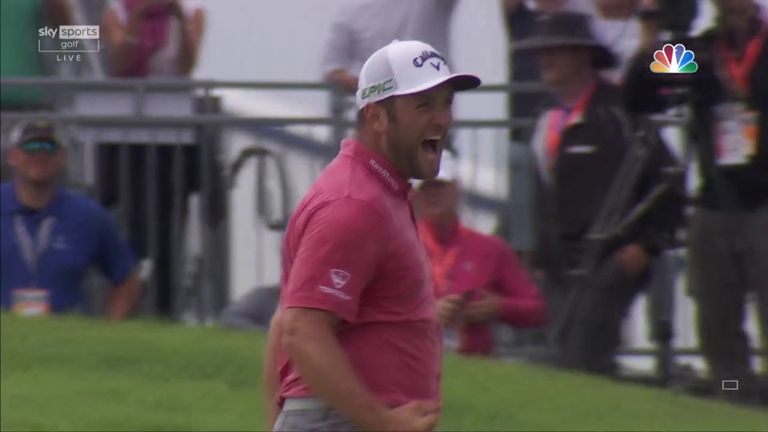 Mire el momento en que Jon Rahm hizo birdie en su último hoyo para establecer el objetivo de la casa club en Torrey Pines, que resultó suficiente para ganar el US Open y su primer título major. 