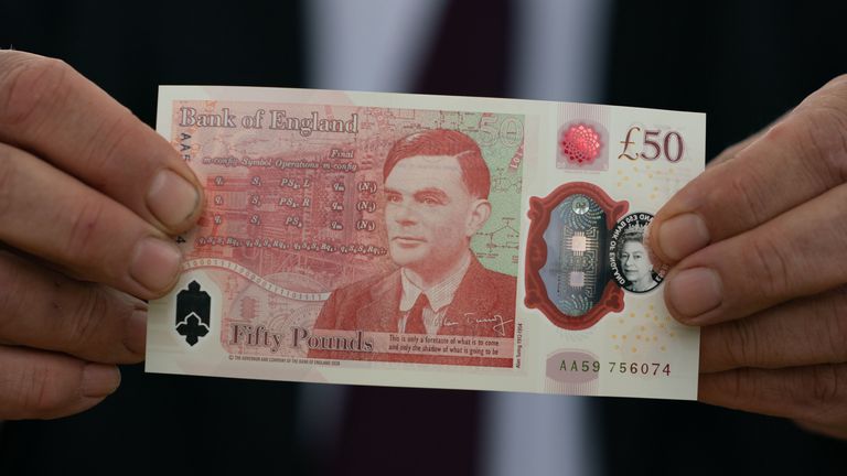 The new £50 note which features wartime hero Alan Turing