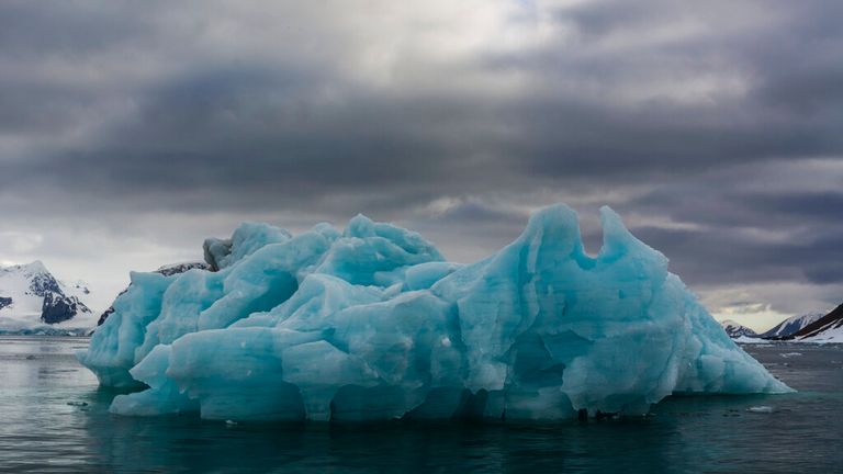 An iceberg off the coast of the Svalbard Islands, Norway Pic: AP
