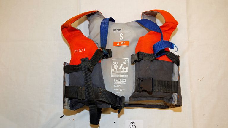 Artin Irannezhad&#39;s life jacket. Pic: Norwegian Police