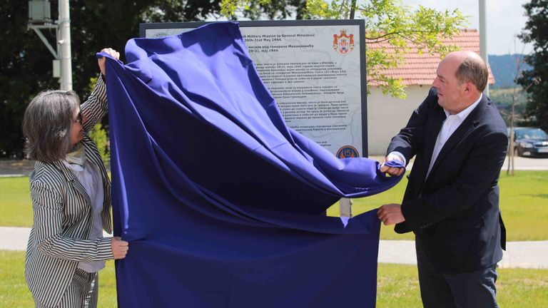 Mr Wallace unveiled a memorial to the rescue of thousands of Allied airmen, wounded partisans and civilians from Nazi-occupied Yugoslavia during the Second World War