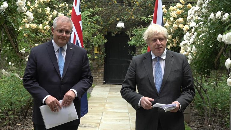 Prime Minister Boris Johnson and Australian Prime Minister Scott Morrison