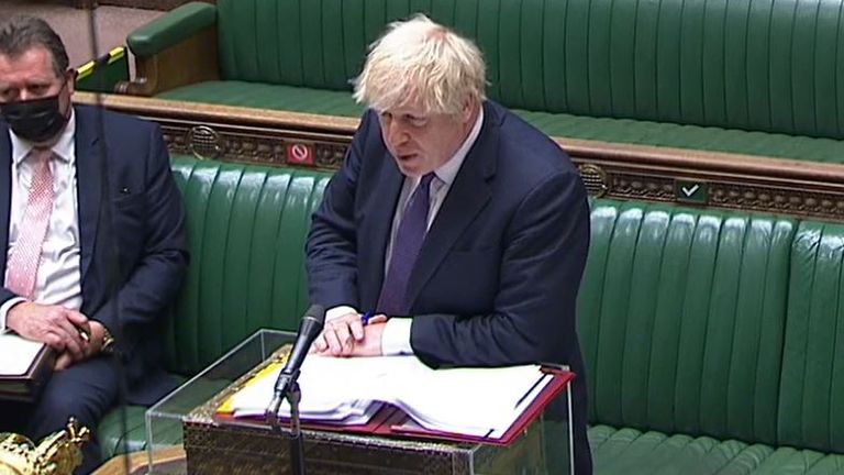 Boris Johnson responds to questions from the labour leader about the departure of Matt Hancock as health secretary