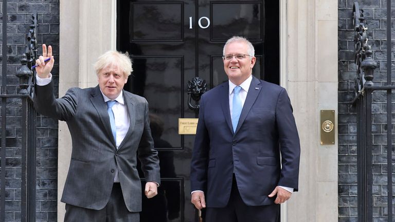 Boris Johnson and Australian PM Scott Morrison. Pic: Tim Hammond / No 10 Downing Street