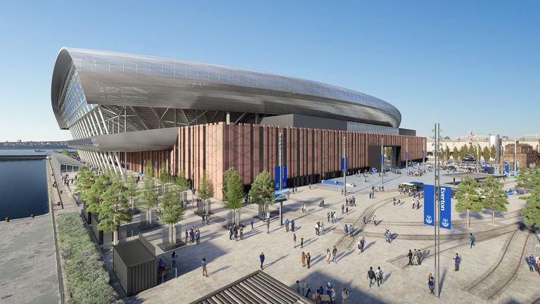 An artist&#39;s impression of Everton&#39;s Bramley-Moore Dock Stadium