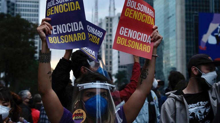 Demonstrators accused the president of genocide