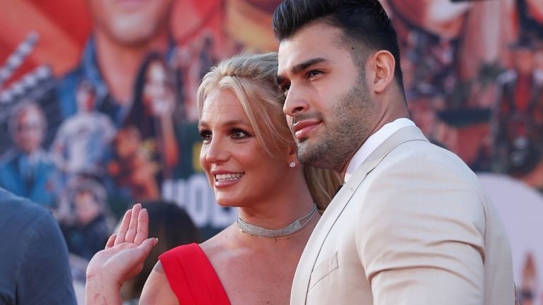 Britney Spears and Sam Asghari at the premiere of Once Upon A Time In Hollywood in LA in July 2019