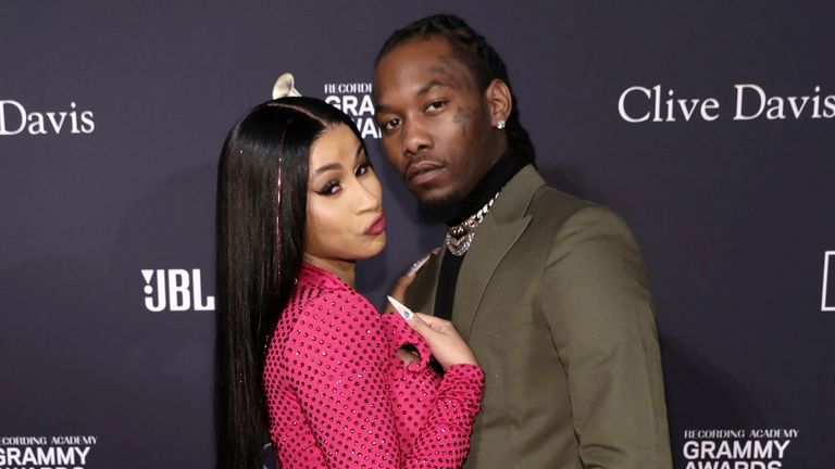 Cardi B, left, and Offset, are expecting their second child together. Pic: AP