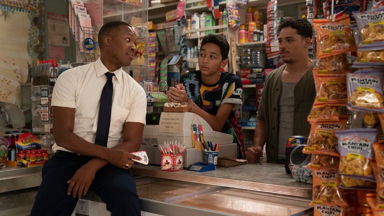 Corey Hawkins&#39; Benny (L) is a regular at the Washington Heights bodega. Pic: Warner Bros Studios