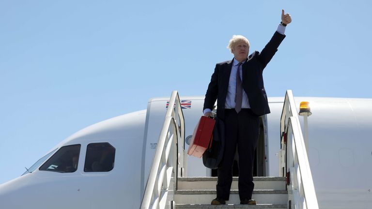Boris Johnson arrives in Cornwall for the G7 summit via private plane. Pic Twitter/@BorisJohnson