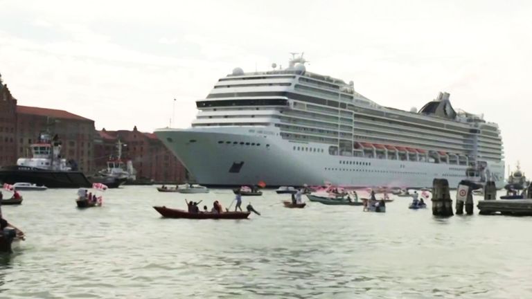 The MSC Orchestra is the first cruise ship to leave Venice since the pandemic started