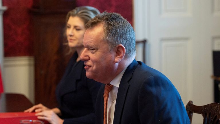 Britain&#39;s Brexit Minister David Frost speaks during the first meeting of the Partnership Council with European Commission Vice-President Maros Sefcovic in London, June 9, 2021. Eddie Mulholland/Pool via REUTERS