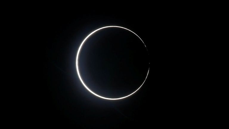A &#39;ring of fire&#39; seen during a solar eclipse in, Taiwan, in June 2020