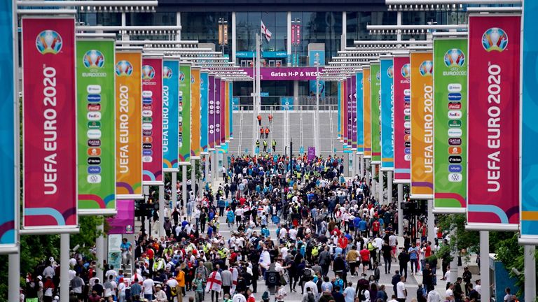 Thousands of fans are arriving at Wembley