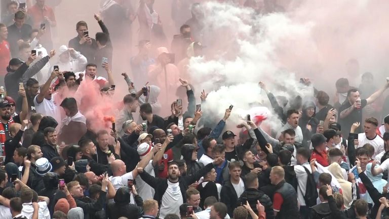Thousands of England fans have descended on Wembley ahead of the clash with Germany.