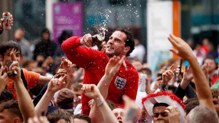 England fans gather outside Wembley Stadium