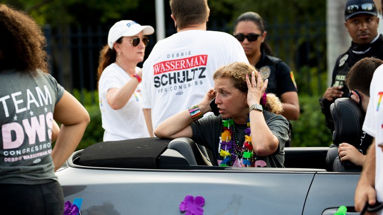 Congresswoman Debbie Wasserman Schultz was at the parade and said she is safe but "shaken" by the crash. Pic AP