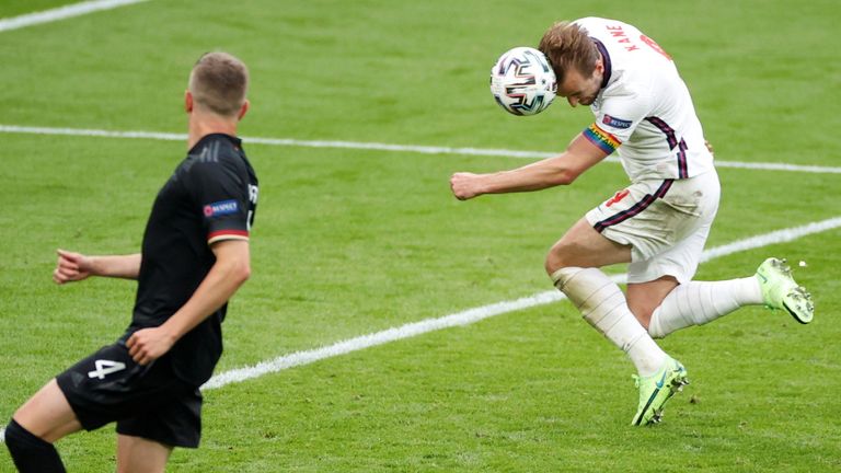 Soccer Football - Euro 2020 - Round of 16 - England v Germany - Wembley Stadium, London, Britain - June 29, 2021 England&#39;s Harry Kane scores their second goal Pool via REUTERS/John Sibley     TPX IMAGES OF THE DAY