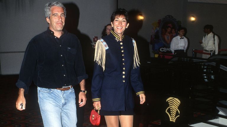 Jeffrey Epstein and Ghislaine Maxwell attend Batman Forever/R. McDonald Event on 13 June 1995 in New York City. Pic: Patrick McMullan 1995/Sky UK