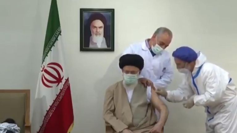 Ayatollah Ali Khamenei, Iran’s supreme leader received the first dose of an Iranian-produced COVID-19 vaccine.