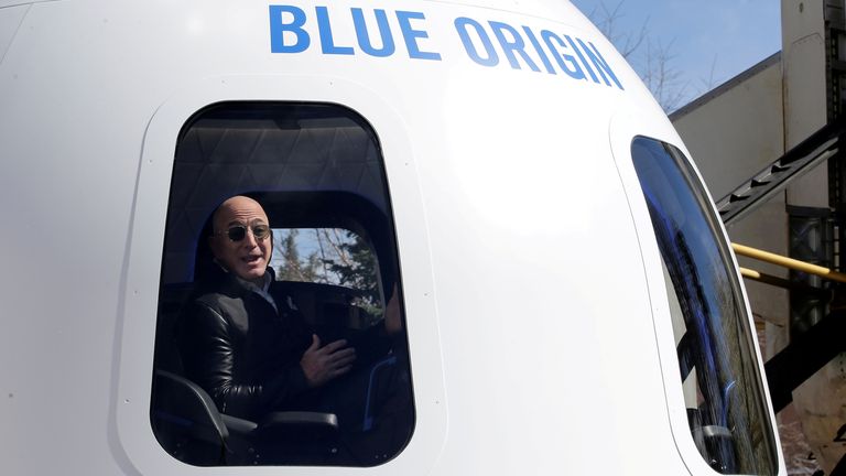 Jeff Bezos is looking forward to his space adventure which is due to take place in July. File pic