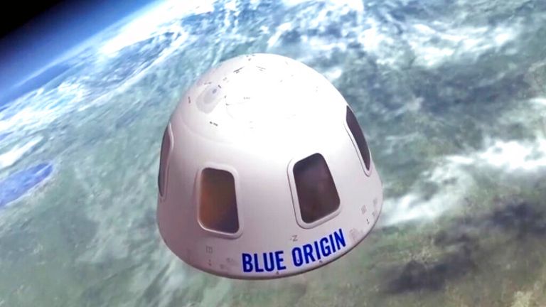 This is what the Blue Origin space capsule would look like. Pic: AP