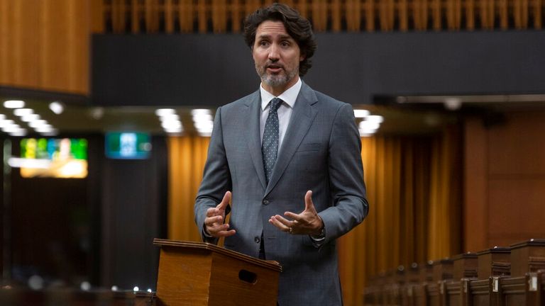 Canadian Prime Minister Justin Trudeau speaking after the 215 children&#39;s remains were found near British Colombia. 