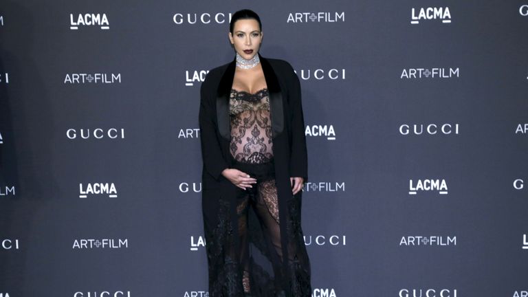 Kim Kardashian arrives at the LACMA Art + Film Gala in Los Angeles, California, November 7, 2015