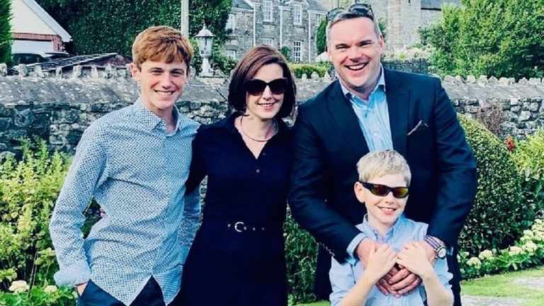 Mathew O&#39;Toole with his wife Georgina and their two children