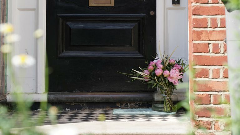 Flowers have been left on the doorstep of the northwest London home of Matt Hancock