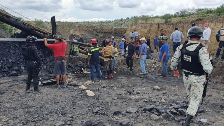 Seven miners are trapped following an accident at a mine in Coahuila, Mexico. Pic: La Guardia Nacional/ Twitter: @GN_MEXICO_