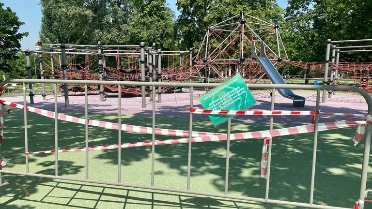 A closed playground in the capital
